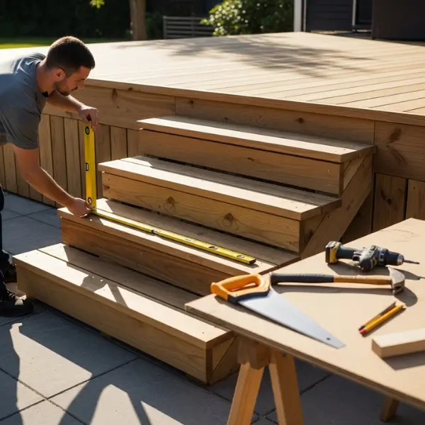 Illustration of a well-built deck staircase