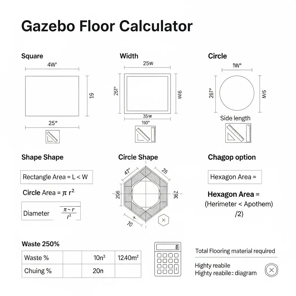 Gazebo floor area formula diagram