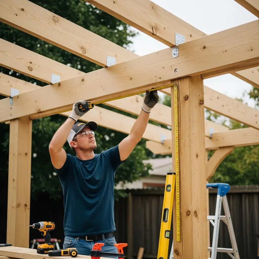 Double 2x10 pergola beam construction