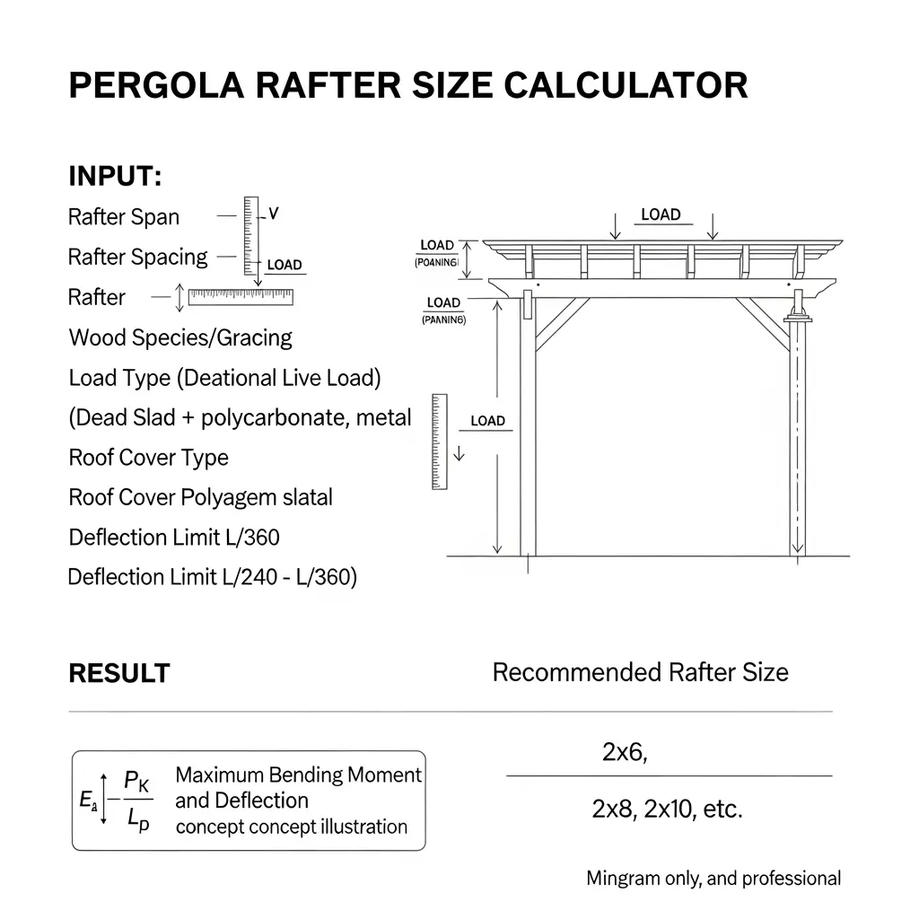 Pergola rafter span table diagram