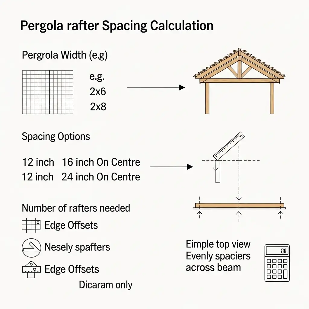 Pergola rafter spacing formula diagram