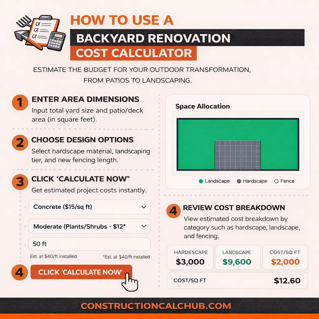 Step by step guide on using the backyard renovation calculator
