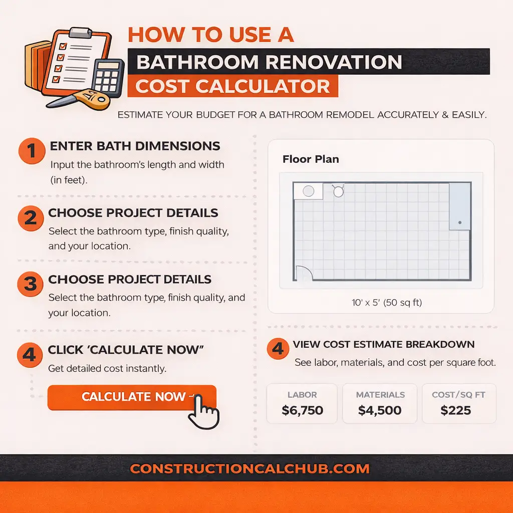 Step by step guide on using the bathroom renovation cost calculator