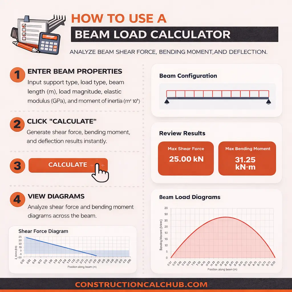 Step by step guide on using the beam load calculator