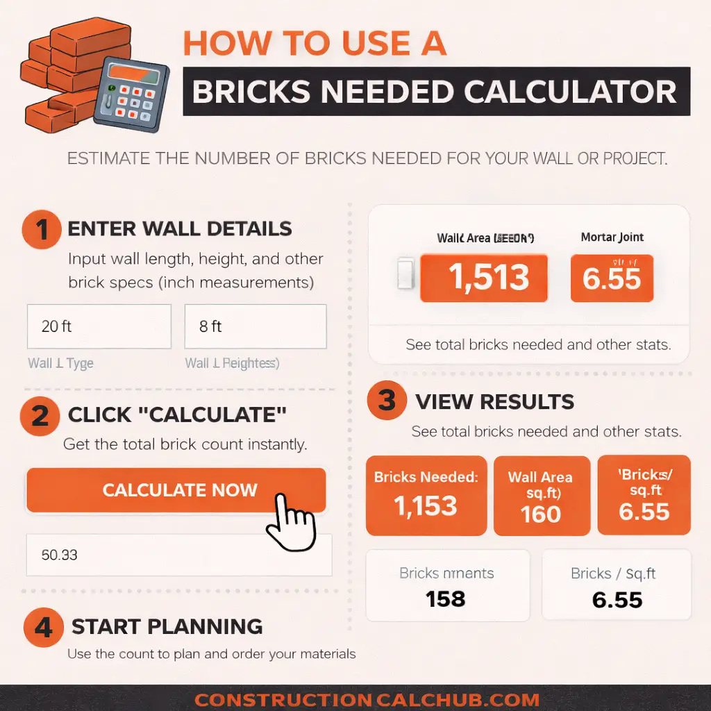 Step by step guide on using the bricks needed calculator