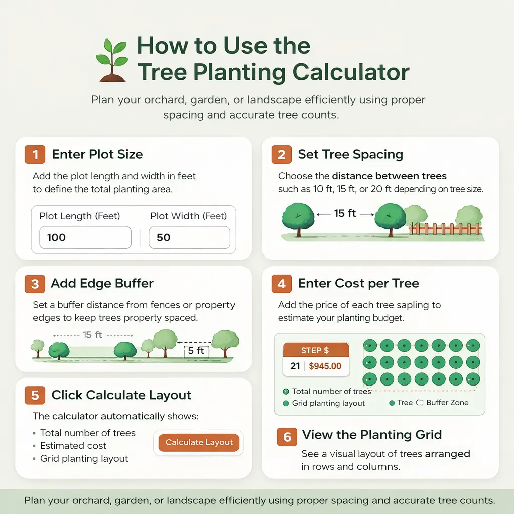 Step by step guide on using the tree planting calculator