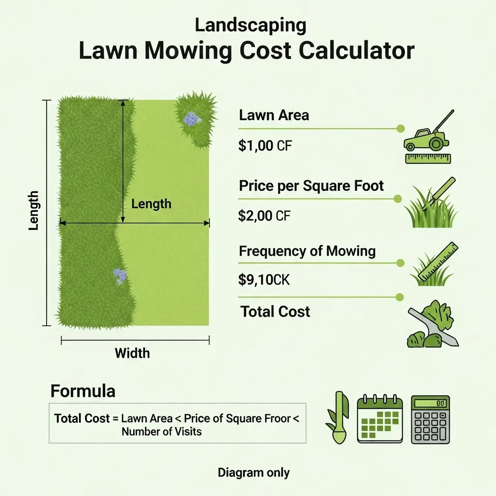 Lawn mowing cost calculation formula diagram