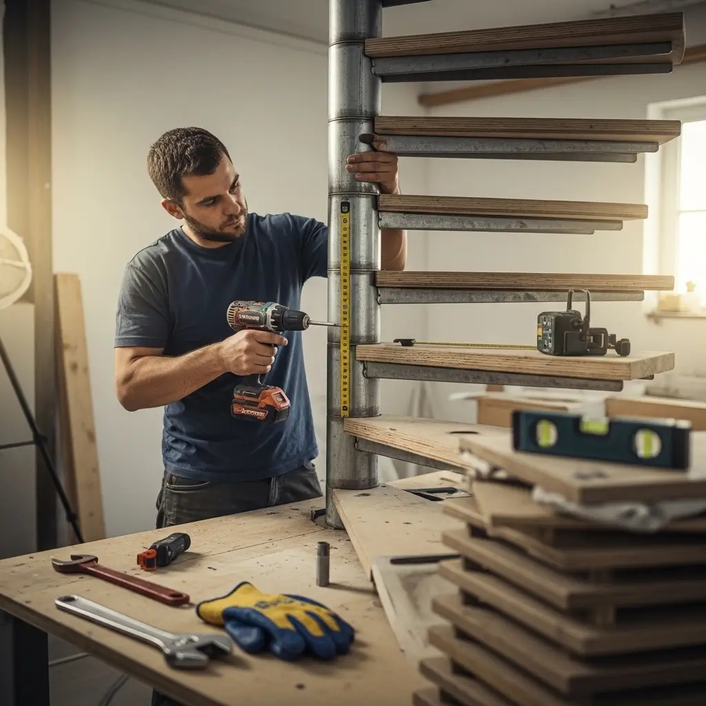 Beautifully installed spiral staircase in modern loft