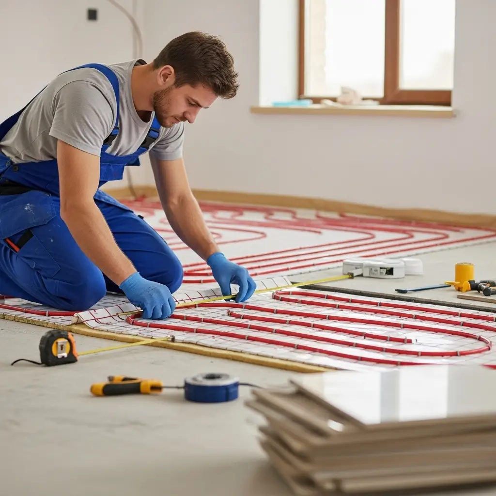 Installation of electric radiant floor heating cables